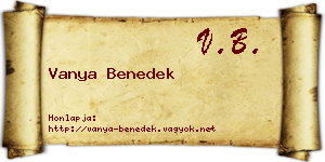Vanya Benedek névjegykártya